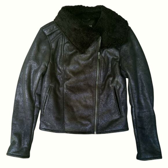 Express Faux Fur Black Bomber Jacket Women's XS - Picture 1 of 7